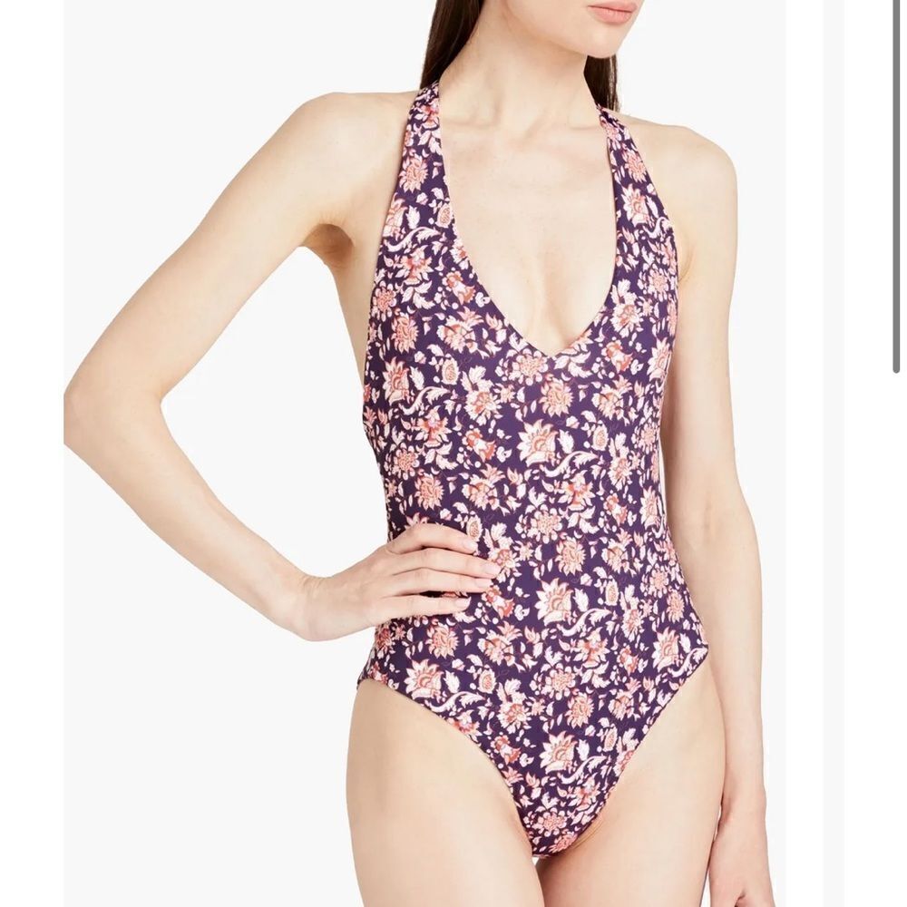 Veronica Beard salis halter floral one piece swimsuit